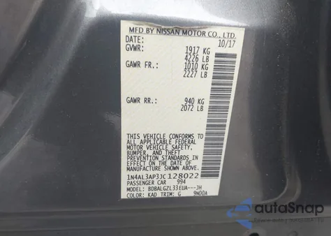 2018 Nissan Altima 2.5 S z USA, uszkodzony, nr VIN 1N4AL3AP3JC128022